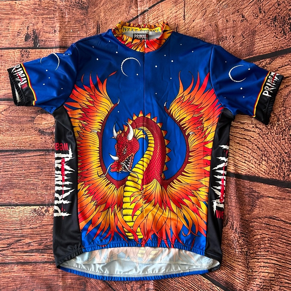 Rare Primal Wear‎ Dragon Cycling Jersey Vintage XL Blue Hype